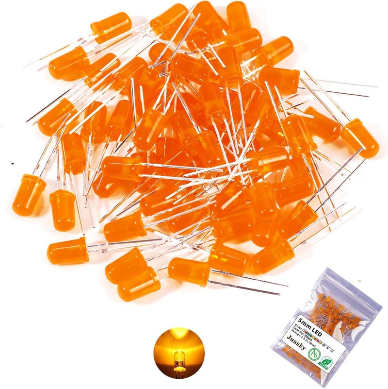 Juasky 150pcs 5mm LED Diode Lights,Light Emitting Diodes,Orange LED for Science Experiment DIY Projects - Image 1